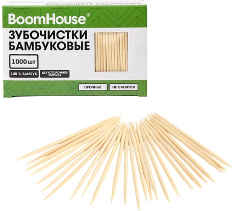 Зубочистки бамбуковые BOOMHOUSE 1000 шт. в коробке , 701956