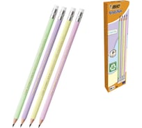 Карандаш чернографитный BIC Evolution Pastel HB, с ластиком, корпус ассорти, комплект 12 шт 182214