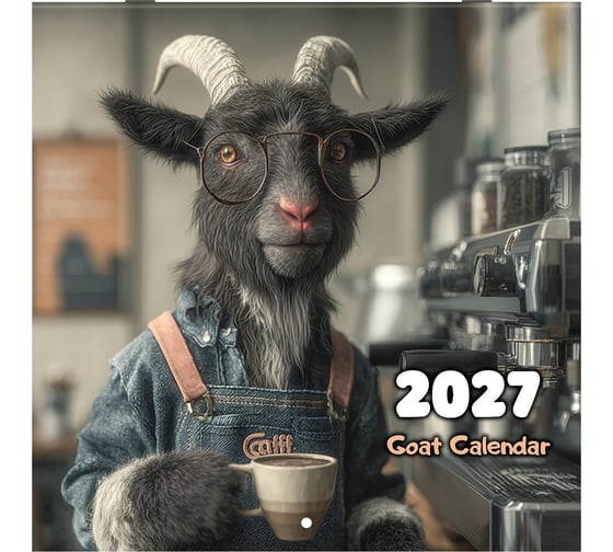 Календарь настенный перекидной 2027г BRAUBERG, 12 листов, 28,5х28,5см, Goat calendar, 118417