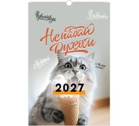 Календарь на гребне с ригелем 2027г BRAUBERG, 12 листов, 30х45см,, Не падай духом, 118385