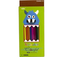 Цветные карандаши Yalong пластиковые 12 цветов шестигранные заточенные V530054-12