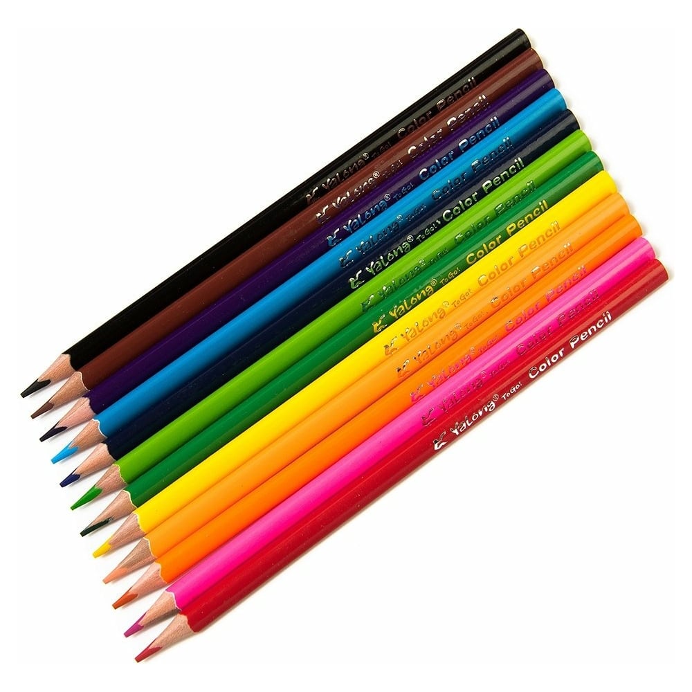 Цветные карандаши Yalong Colour 1 деревянные 12 цветов трехгранные ...