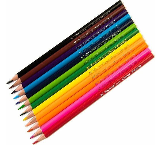 Цветные карандаши Yalong Colour 1 деревянные 12 цветов трехгранные заточенные YL817147-12