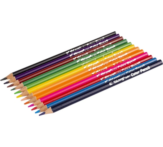Цветные карандаши Yalong Colour 1 деревянные 12 цветов трехгранные заточенные YL817147-12