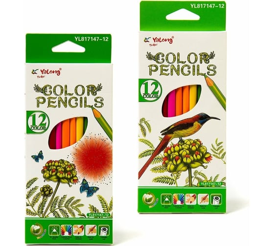 Цветные карандаши Yalong Colour 1 деревянные 12 цветов трехгранные заточенные YL817147-12