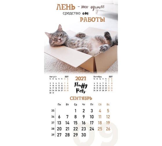 Календарь настенный перекидной BRAUBERG 2027г,, 12 листов, 28,5х28,5см, Смешные котики, 118430
