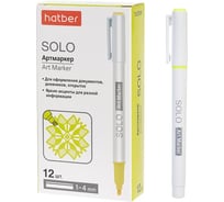 Артмаркер HATBER Solo NEON 1мм/4мм мягкий наконечник Желтый 12шт. в каробке 088689