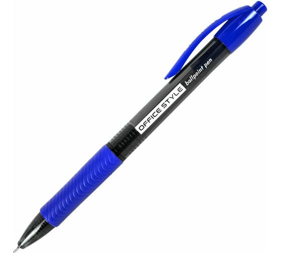 Ручка шариковая BRAUBERG автоматическая с грипом OFFICE STYLE, КОМПЛЕКТ 12 ШТ, СИНЯЯ, 0,35мм, 881309