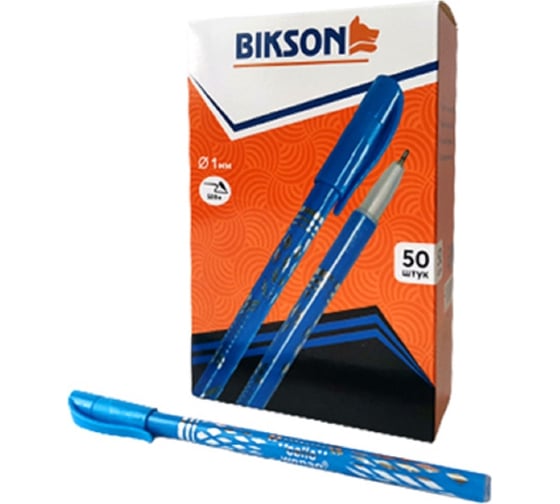 Масляная ручка Bikson синие чернила 1 мм, 50 шт BN0486 РучМ272