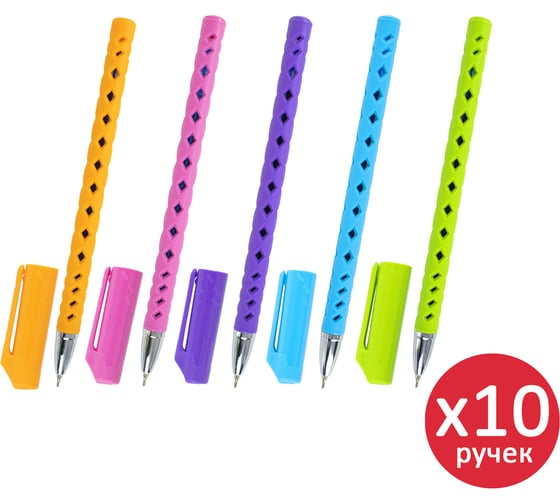 Ручка шариковая BRAUBERG Orient Color синяя, ассорти, линия 0.35 мм, 10 шт. 881297