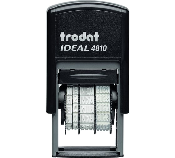 Датер-мини месяц БУКВАМИ, оттиск 20х3,8 мм, синий, TRODAT IDEAL 4810 P2, корпус черный, подушка, ОФИСМАГ 218615 239417