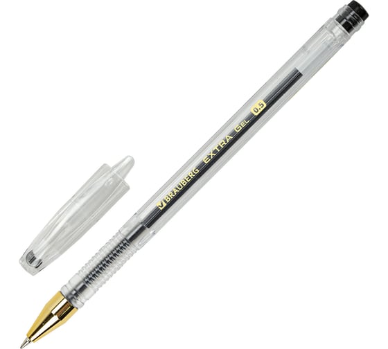 Ручка гелевая BRAUBERG EXTRA GLD, КОМПЛЕКТ 12 ШТУК, ЧЕРНАЯ, линия 0,35мм, 881303