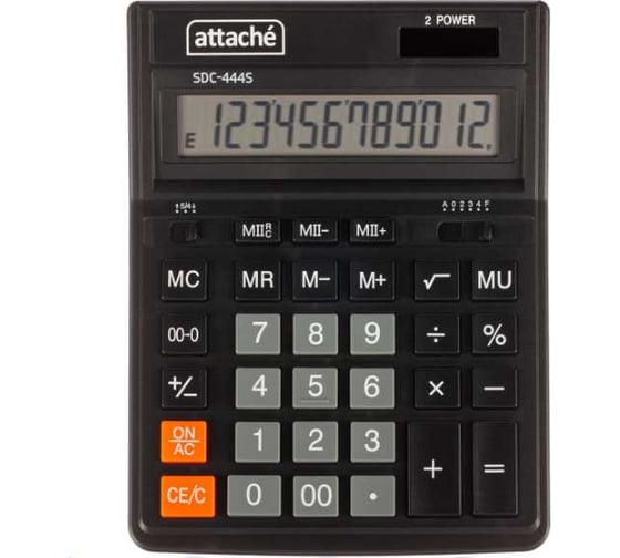 Калькулятор настольный Attache  SDC-444S 12-разрядный черный 206х158х33мм 2213919
