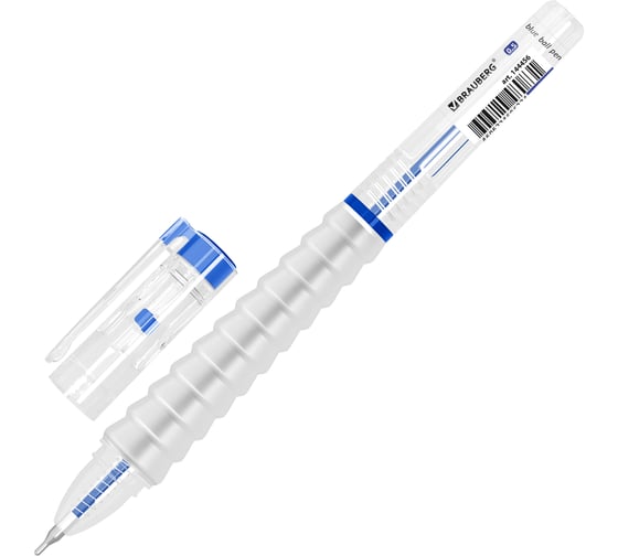 Ручка шариковая с удлиненным грипом BRAUBERG MAXI LONG синяя, комплект 12 шт., игольчатый пишущий узел 0.5 мм 144456