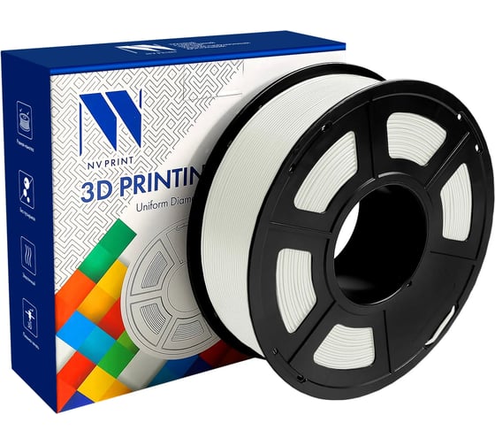 Филамент для 3D-печати NV Print Silk PLA+ White, диаметр 1.75 мм, масса 1 кг NV-3D-SILK-PLA-P-WHITE