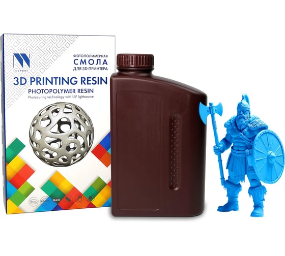 Смола фотополимерная для 3D-печати NV Print Standard Resin Clear Blue синий полупрозрачный, 1 кг NV-3D-STD-RESIN-CLR-BLUE