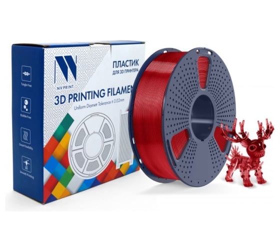 Филамент NV Print PLA Transparent Red прозрачно-красный, для 3D печати, 1.75 мм, 1 кг NV-3D-PLA-TRANSP-RED