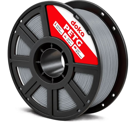 Филамент doka PETG серый пластик для 3D печати 1.75мм 1кг grey PETG7040D