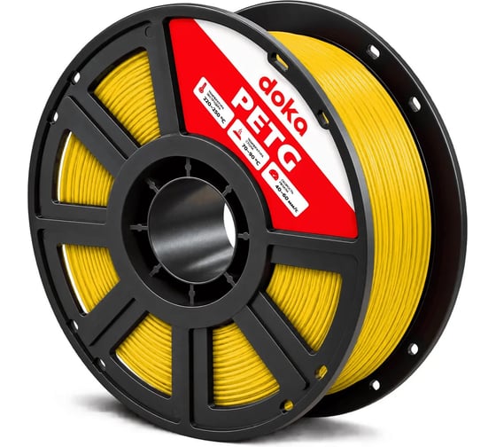 Филамент doka PETG желтый пластик для 3D печати 1.75мм 1кг yellow PETG1003D