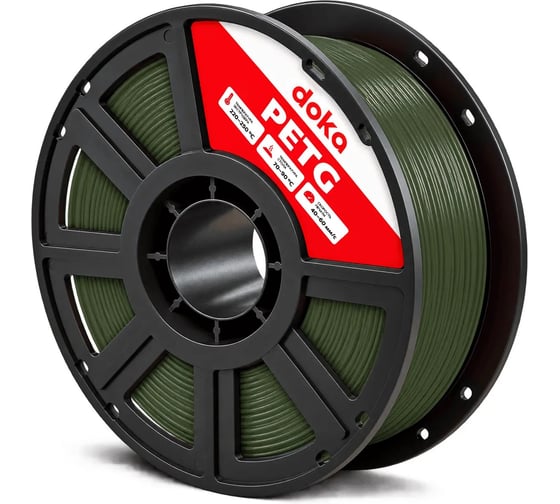 Филамент doka PETG темно-зеленый (хаки) пластик для 3D печати 1.75мм 1кг dark green haki PETG6020D