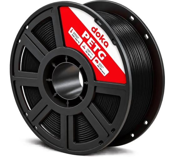 Филамент doka PETG черный пластик для 3D печати 1.75мм 1кг black PETG9005D
