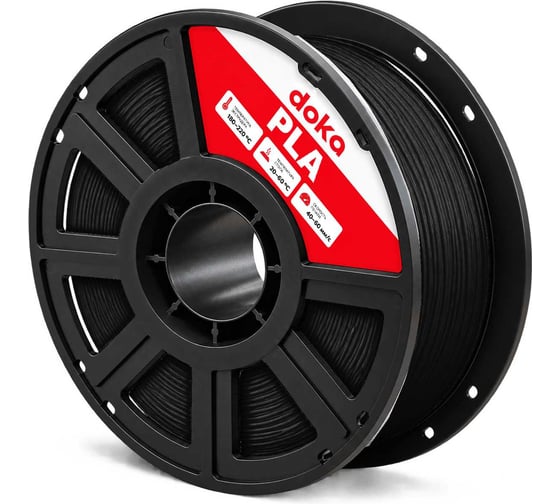 Филамент doka PLA черный пластик для 3D печати 1.75мм 1кг black PLA9005D