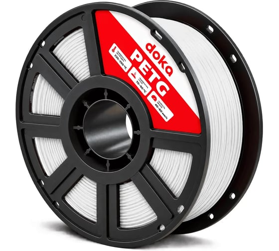 Филамент doka PETG белый пластик для 3D печати 1.75мм 1кг white PETG9003D