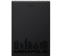 Блокнот ErichKrause MEGAPOLIS с пластиковой обложкой, на спирали, черный, А4, 80 листов, клетка 50660