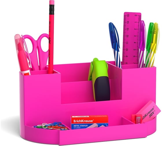 Настольный пластиковый набор ErichKrause Victoria Neon Solid розовый 53263