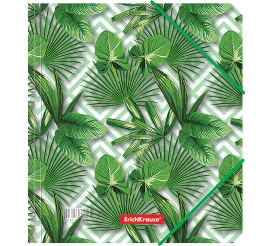 Папка для тетрадей ErichKrause Tropical Leaves на резинках, пластиковая, A5+, в пакете по 4 шт 49355