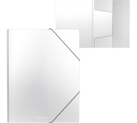 Пластиковая папка ErichKrause Diamond Total White на резинках, A4, белый, 55073