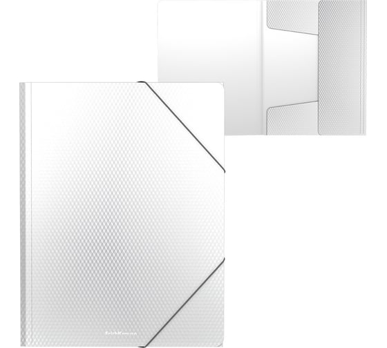 Пластиковая папка ErichKrause Diamond Total White на резинках, A4, белый, 55073