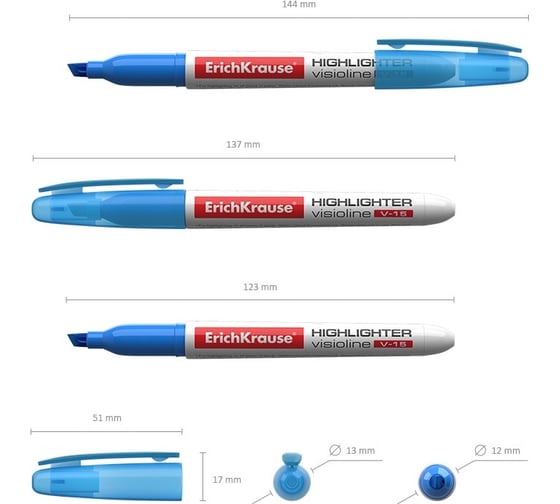 Текстмаркер ErichKrause Visioline V-15 цвет чернил: желтый, зеленый, розовый, оранжевый, голубой 30971