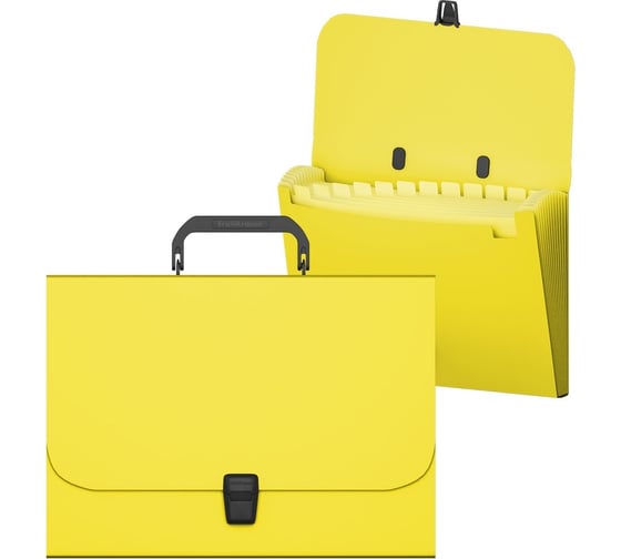 Пластиковый портфель ErichKrause Matt Neon с 12 отделениями, A4, желтый 50463