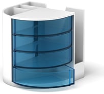 Настольная пластиковая подставка ErichKrause Venezia Classic белый, с голубыми ящиками 55778