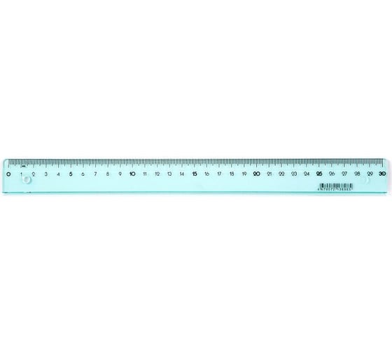Линейка Attache Bright Colours 30 см пластиковая прозрачная голубая 1421627 1