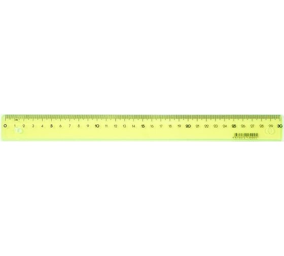 Линейка Attache Bright Colours 30 см пластиковая прозрачная желтая 1421629 1