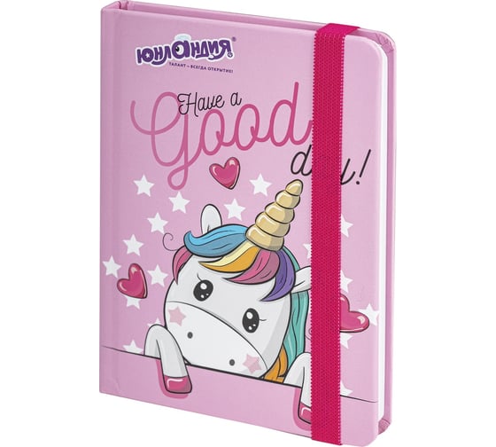 Блокнот ЮНЛАНДИЯ Unicorn МАЛЫЙ ФОРМАТ с резинкой, в клетку, 96 л, А6, 109x148, твердая обложка 113742 1