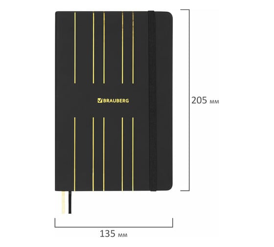 Блокнот BRAUBERG TOUCH А5 135x205 мм под кожу, 80 листов, линия, черный 113409