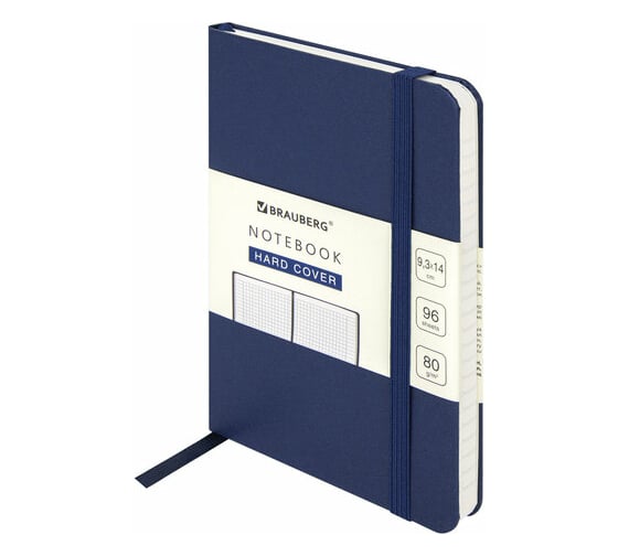 Блокнот BRAUBERG ULTRA малый формат 96x140 мм А6, балакрон, 80 г/м2, 96 листов, клетка,темно-синий 113053 1