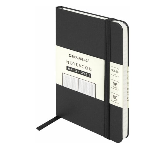 Блокнот BRAUBERG ULTRA малый формат 96x140 мм А6, балакрон, 80 г/м2, 96 листов, клетка, черный 113052 1
