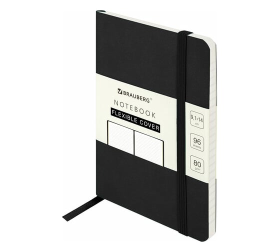 Блокнот BRAUBERG ULTRA малый формат 96x140 мм А6, под кожу, 80 г/м2, 96 листов, линия, черный 113029