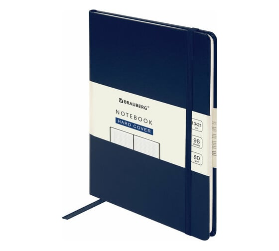 Блокнот BRAUBERG ULTRA А5 130x210 мм, балакрон, 80 г/м2, 96 листов, клетка, темно-синий 113033