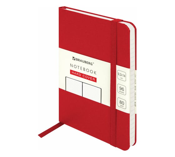 Блокнот BRAUBERG ULTRA малый формат 96x140 мм А6, балакрон, 80 г/м2, 96 листов, линия, красный 113057