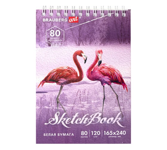 Скетчбук BRAUBERG ART DEBUT белая бумага 120 г/м 165x240 мм, 80 листов гребень, твердая обложка 112990 1