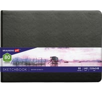 Скетчбук BRAUBERG ART CLASSIC белая бумага 140 г/м 210x148 мм, 80 листов кожзам, резинка, черный 113182