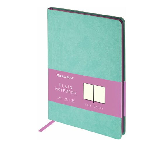 Блокнот-скетчбук BRAUBERG Metropolis Mix А5 148x218 мм, под кожу, 80 листов, без линовки, мятный 113319 1