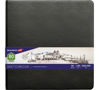 Скетчбук BRAUBERG ART_CL слоновая кость 140 г/м 200x200 мм, 80 листов кожзам, резинка, черный 113196