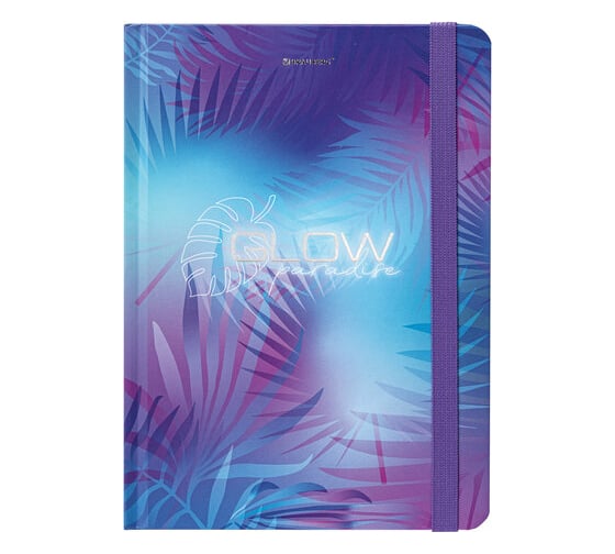 Блокнот BRAUBERG Glow с резинкой в клетку 96 листов, А5 145x203 мм, твердая обложка с фольгой 113729