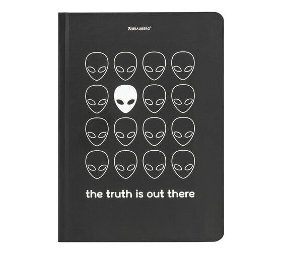 Блокнот BRAUBERG Aliens с резинкой в клетку 96 листов, А5 145x203 мм, твердая обложка 113722